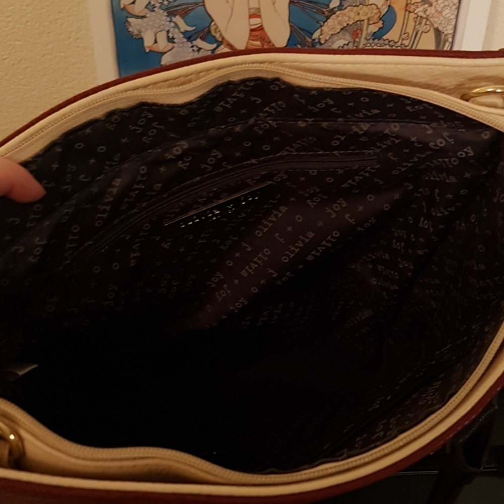 EUC Olivia + Joy Maroon and Tan Tote Bag - Picture 6 of 8